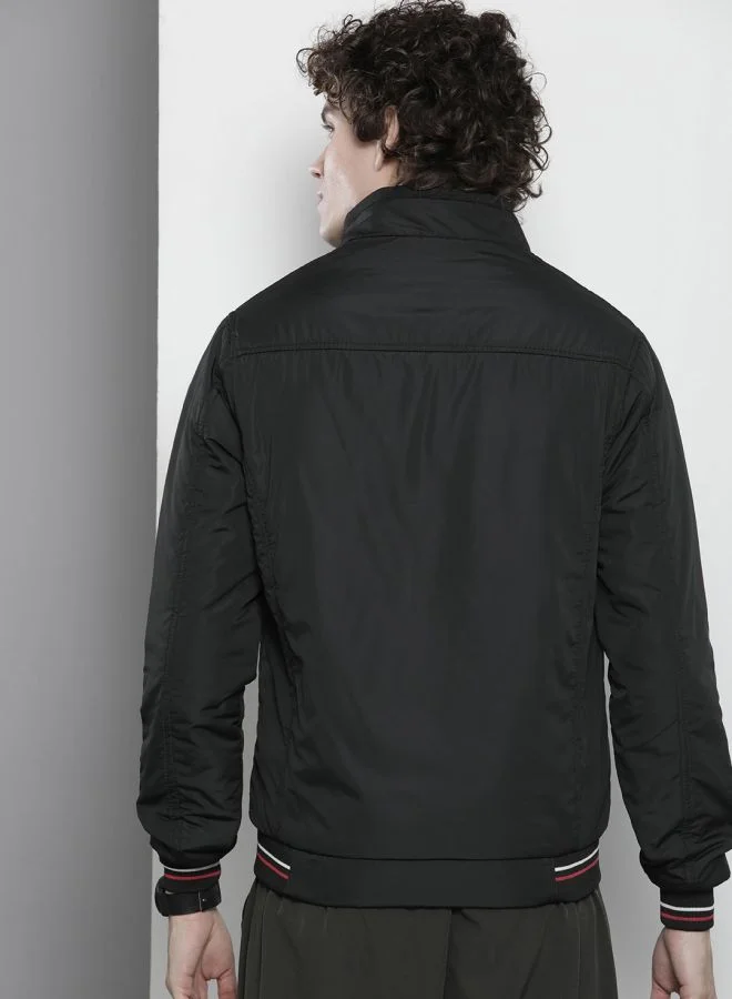 The Indian Garage Co The Indian Garage Co Men Slim Fit Solid Round Neck Long Sleeves Jacket