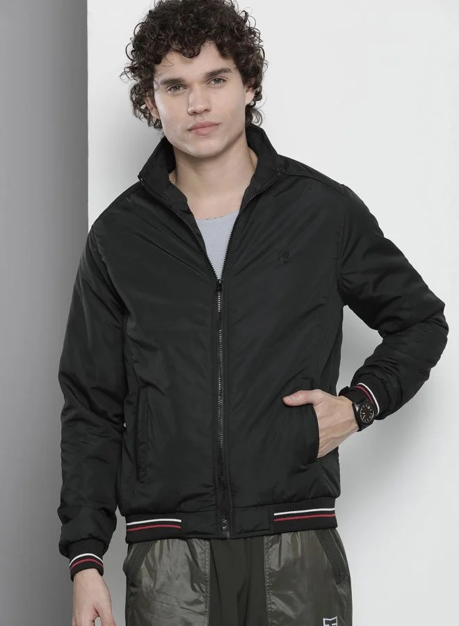 The Indian Garage Co The Indian Garage Co Men Slim Fit Solid Round Neck Long Sleeves Jacket