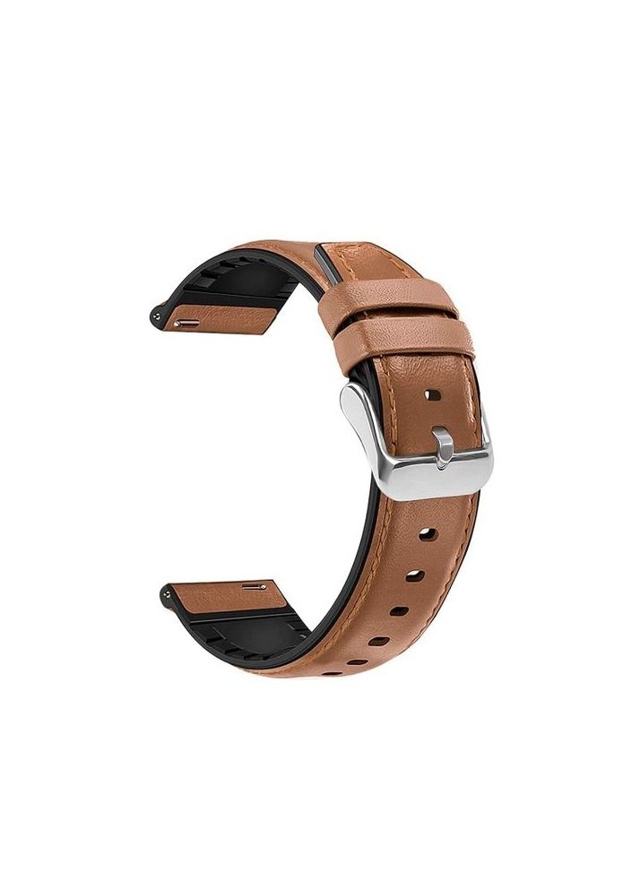 Leather Replacement Strap 20mm For Xiaomi Amazfit GTR 42mm - Camel - Image 1