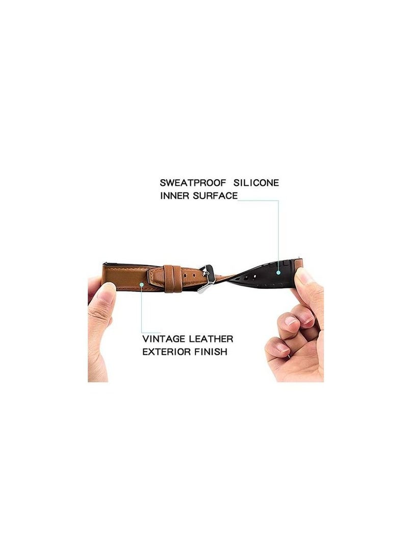 Leather Replacement Strap 20mm For Xiaomi Amazfit GTR 42mm - Camel - Image 3