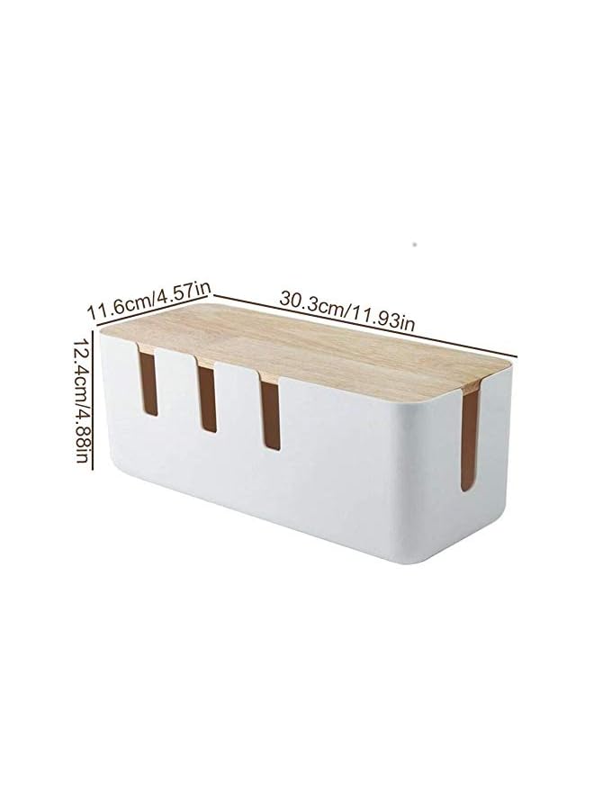 FRIUSATE Electric Cable Tidy Box With Wooden Cover (30 x12 x 11cm) - Image 2