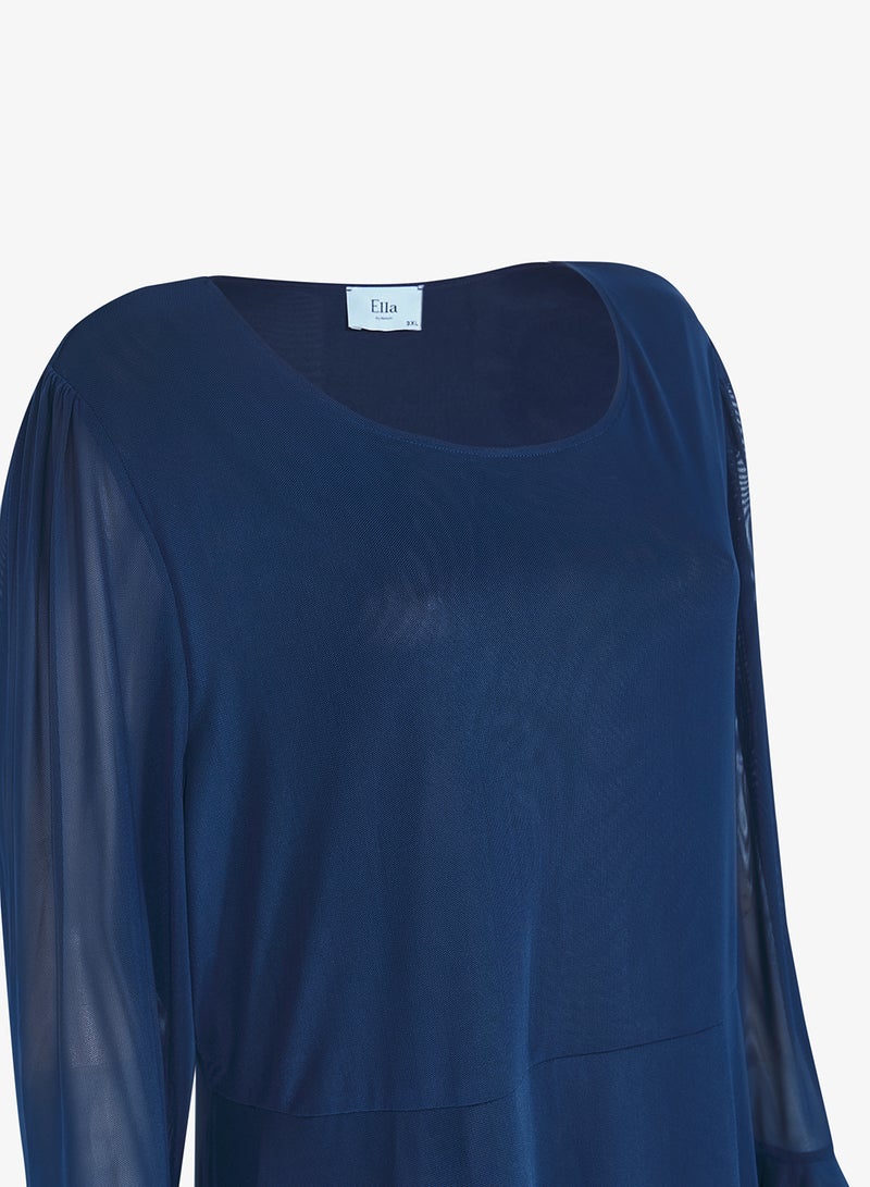 Ella Plus A-line Dress With Sheer Sleeves - Image 3