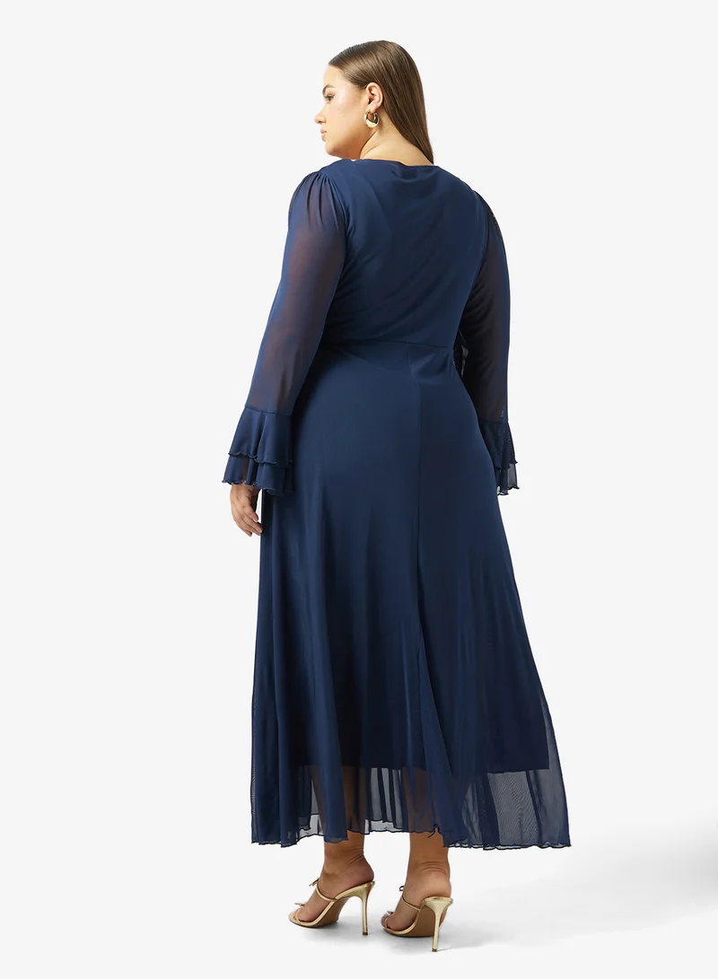 Ella Plus A-line Dress With Sheer Sleeves