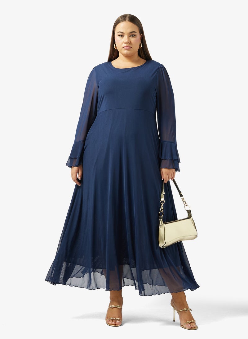Ella Plus A-line Dress With Sheer Sleeves - Image 4