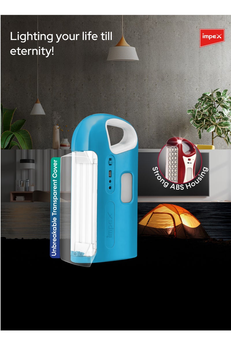 Impex Rechargeable LED Emergency Light, Power Bank Function, and Solar Charging | 3D Reflector, Unbreakable PC Glass, and Multiple Lighting Modes - IL 703 - Image 2