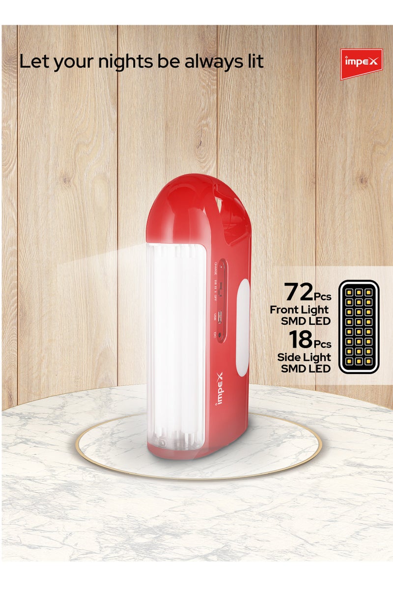 Impex Rechargeable LED Emergency Light, Power Bank Function, and Solar Charging | 3D Reflector, Unbreakable PC Glass, and Multiple Lighting Modes - IL 703 - Image 3
