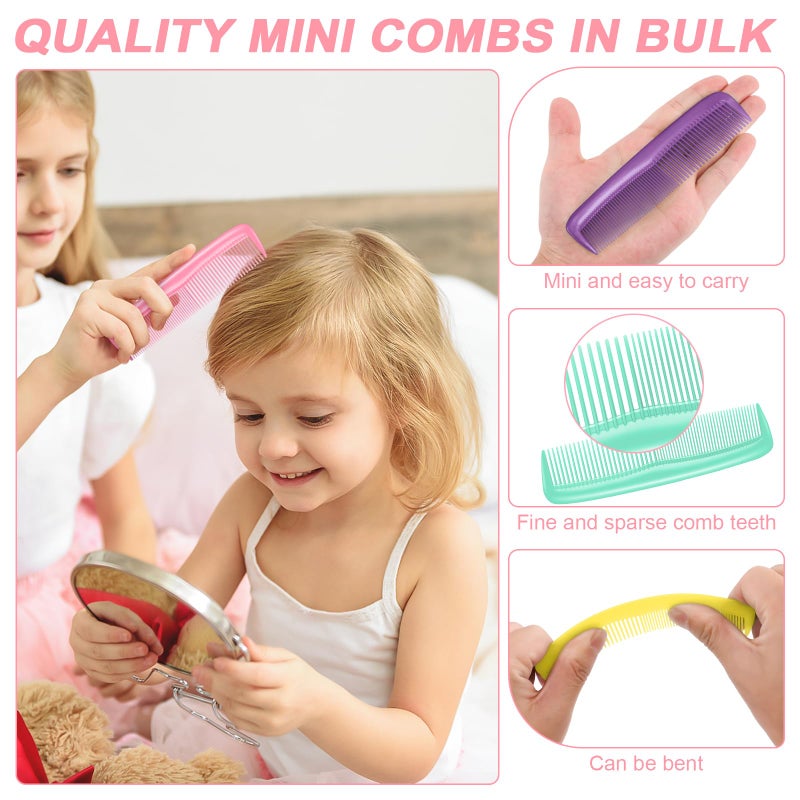 HOFASON 14 Pcs Bulk Mini Wet Hair Brush & Mini Combs Set for Easter Basket Stuffers, Kids Girls Women, Bridesmaid Gifts, Spa Party Supplies, Summer Stuff, 7 Travel Small Brush 7 Fine Wide Hair Combs - Image 4