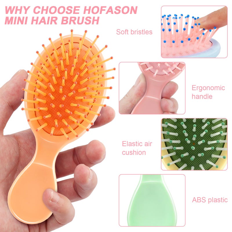 HOFASON 14 Pcs Bulk Mini Wet Hair Brush & Mini Combs Set for Easter Basket Stuffers, Kids Girls Women, Bridesmaid Gifts, Spa Party Supplies, Summer Stuff, 7 Travel Small Brush 7 Fine Wide Hair Combs - Image 3