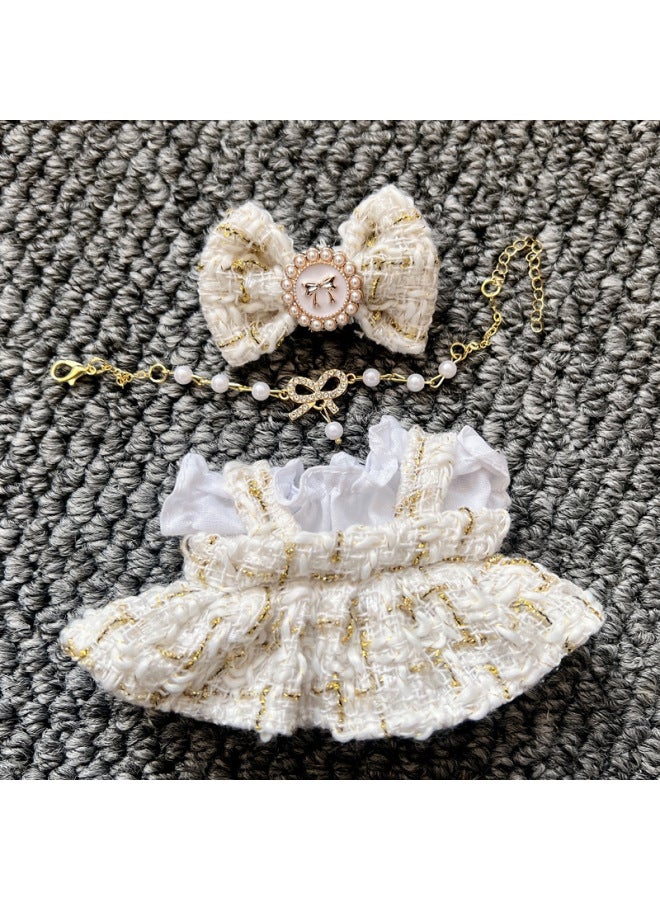 Party Themed Sitting Labubu Vinyl Dolls Clothing Realistic Toy Figures Collectible Blind Box Charms Stock Available-Color:Gold Silk City Dress-Height:One Or Two Generations Of Cloth Wear  - Image 1