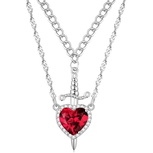 BharatBazaar Layered Necklace for Women, Heart Arrow with Zircon Stones Necklace for Woman, Pendant for Girls Stylish Multi-Chain Design, Elegant Jewelry Gift for Christmas, Marriage, Birthday - Image 1