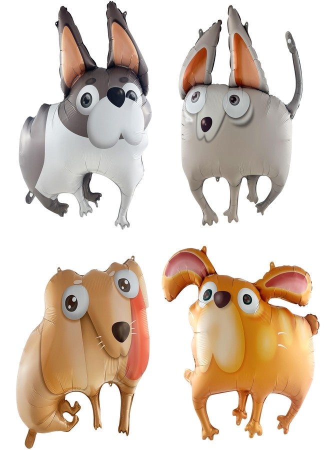 بالونار بالونات بالونار، 4 قطع، 30 بوصة، على شكل كلاب - أسود، فويل - زينة حفلات أعياد الميلاد بطابع الكلاب - Image 1