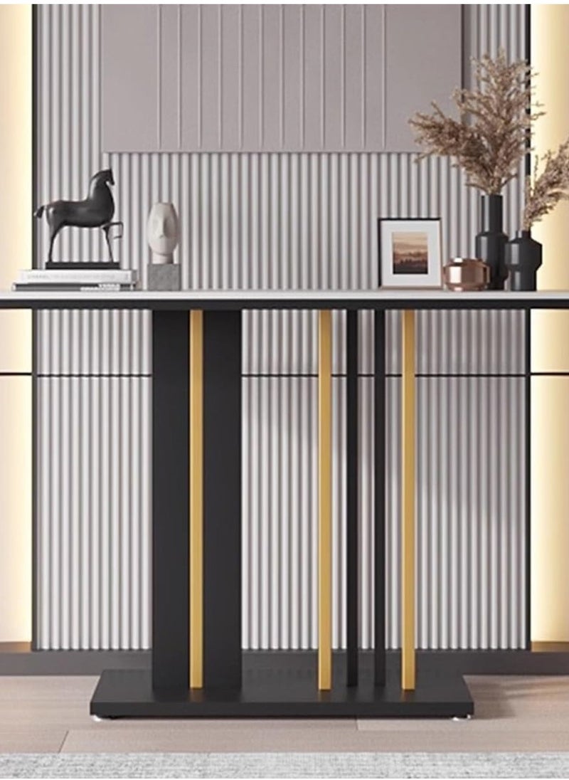Original Marble Console Table, Modern Console Table with Metal Base, Narrow Long Entryway Sofa Table, Metal Iron, Rectangular Entryway Table for Living Room, Hallway, Foyer, Office