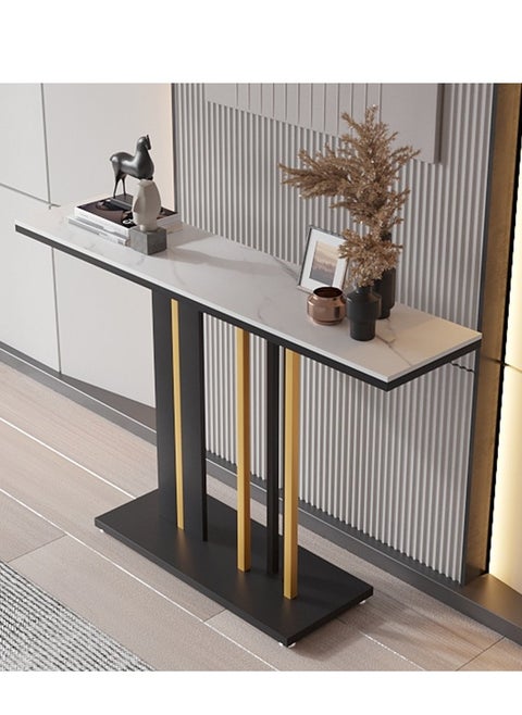 Original Marble Console Table, Modern Console Table with Metal Base, Narrow Long Entryway Sofa Table, Metal Iron, Rectangular Entryway Table for Living Room, Hallway, Foyer, Office