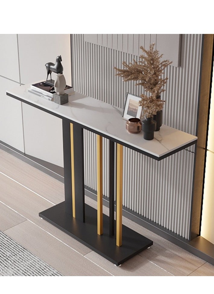 Original Marble Console Table, Modern Console Table with Metal Base, Narrow Long Entryway Sofa Table, Metal Iron, Rectangular Entryway Table for Living Room, Hallway, Foyer, Office