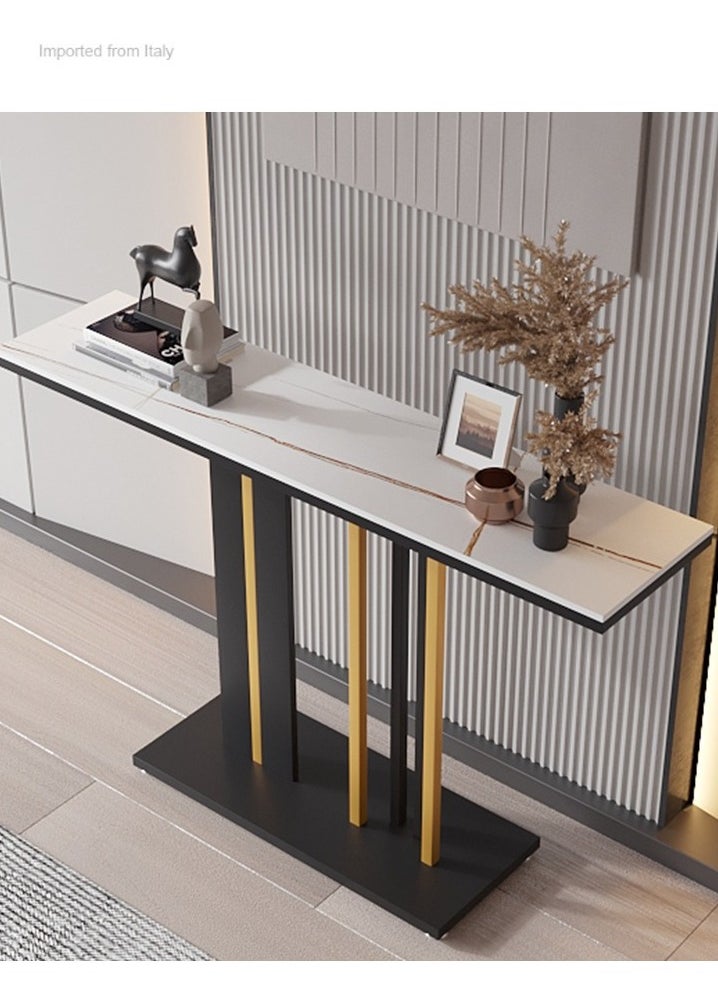 Original Marble Console Table, Modern Console Table with Metal Base, Narrow Long Entryway Sofa Table, Metal Iron, Rectangular Entryway Table for Living Room, Hallway, Foyer, Office