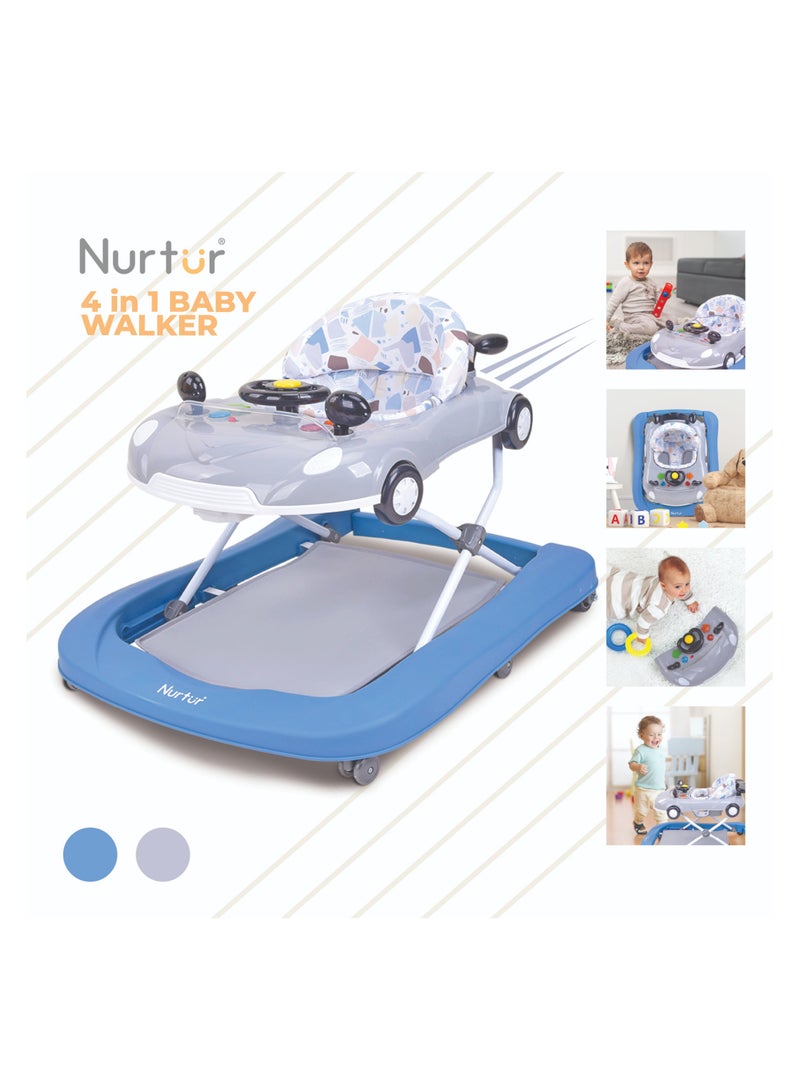 Nurtur 4 In 1 Baby Multi Walker-rocking Function- Music - 5 Height Adjustment- feeding table, car mould, easy fold - Multi - Image 1