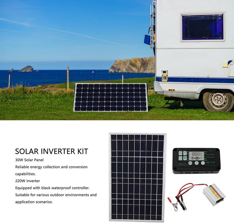 30W 220W مجموعة لوحة شمسية عاكس تحكم MPPT مادة الألومنيوم ABS للاستخدام في الهواء الطلق - Image 3