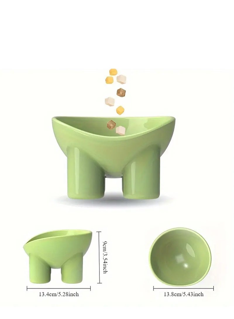 Elevated Cat Bowl with Stand - Neck-Friendly, Anti-Tip Plastic Feeding Dish for Cats, Elephant Leg, Slanted Mouth, Water Feeding - Image 2