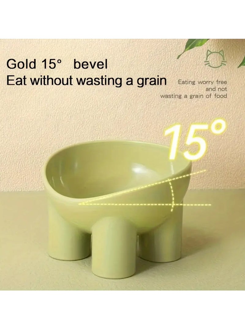 Elevated Cat Bowl with Stand - Neck-Friendly, Anti-Tip Plastic Feeding Dish for Cats, Elephant Leg, Slanted Mouth, Water Feeding - Image 3