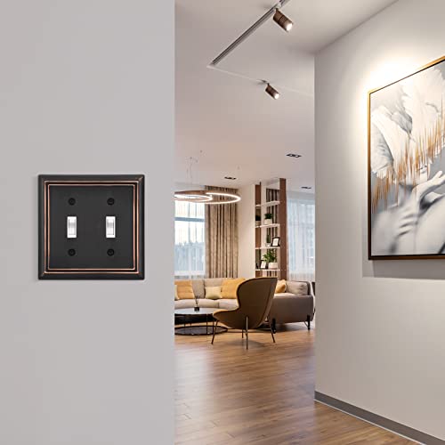 DEWENWILS Double Toggle Wallplates, Aged Bronze Light Switch Covers, Heavy Duty Matel Material, Pack of 2 - Image 5
