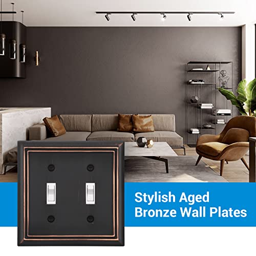 DEWENWILS Double Toggle Wallplates, Aged Bronze Light Switch Covers, Heavy Duty Matel Material, Pack of 2 - Image 4