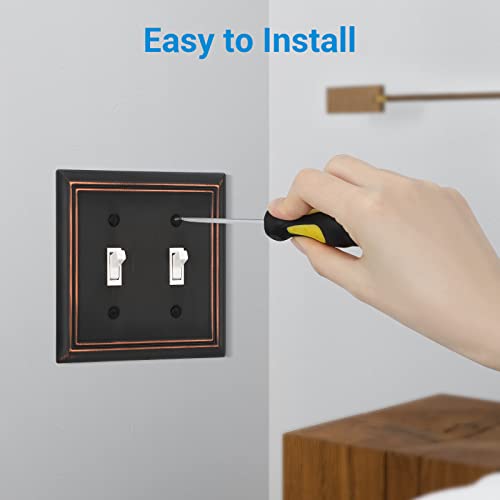 DEWENWILS Double Toggle Wallplates, Aged Bronze Light Switch Covers, Heavy Duty Matel Material, Pack of 2 - Image 3