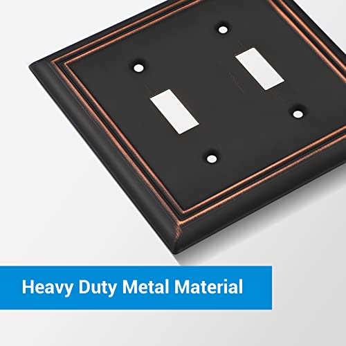 DEWENWILS Double Toggle Wallplates, Aged Bronze Light Switch Covers, Heavy Duty Matel Material, Pack of 2 - Image 2