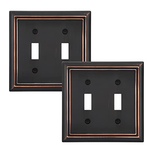 DEWENWILS Double Toggle Wallplates, Aged Bronze Light Switch Covers, Heavy Duty Matel Material, Pack of 2 - Image 1