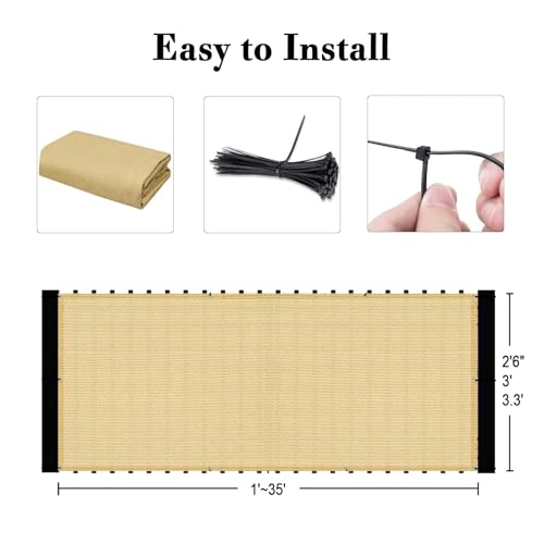 SUNLAX 3'x16' Sand Balcony Privacy Screen Fence Windscreen Cover Fabric Shade Netting Mesh Cloth with Grommets UV Protection for Patio, Backyard, Porch, Railing Shield 90% (We Make Custom Sizes) - Image 3