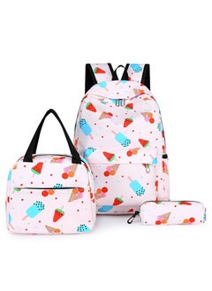 Royee 3-Piece New Trendy Backpack High School Student Schoolbag Casual Travel Backpack Large Capacity Computer Bag 