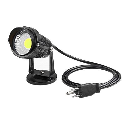 LemonBest LED Landscape Up Down Light 5W White LED Decorative Spotlight Lamp 110V with Plug for Indoor Outdoor Yard Step Wall Lighting (Cool White) (Include Spike) - Image 1