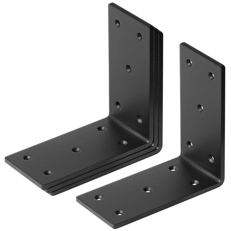 MOUNTAIN_ARK 4 Pack Black L Angle Bracket, 6" x 6" x 2-3/8" Heavy Duty Steel Corner Braces, 4x4 Post and Beam Connector for Wood, Pergolas, Furniture - Image 5