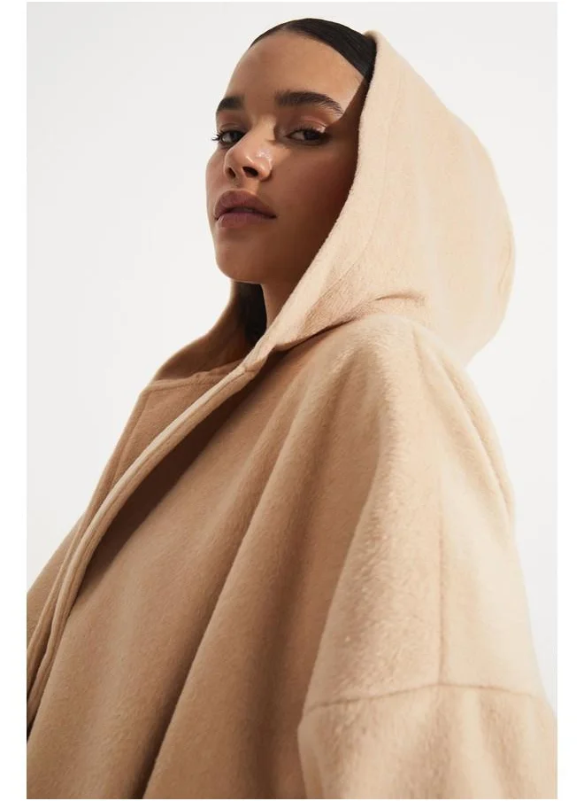 JUNE June Hooded Detailed Coat Light Brown