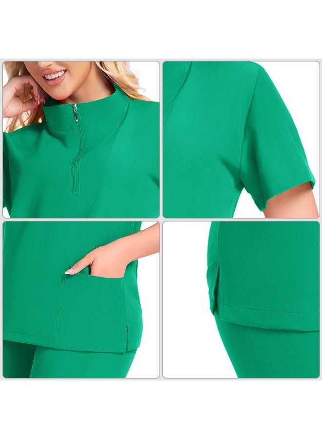 Loquat Womens Medical Scrubs Set Medical Uniform Set Wine Red - Image 3