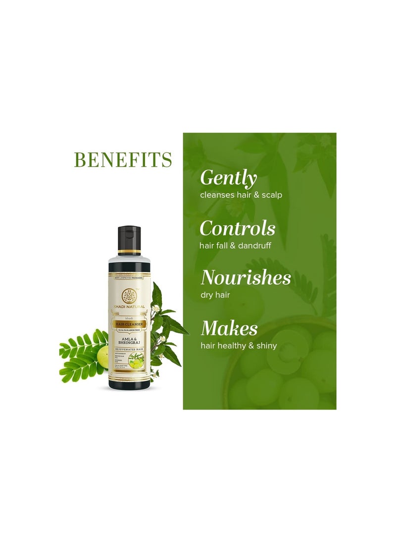 Khadi Natural Khadi Natural Amla & Bhringraj Shampoo/Cleanser for Controlling Dandruff & Hair fall | Shampoo for Reducing Scalp Irritation | Paraben & Sulphate-Free | Suitable for All Hair Types, 210ml  - Image 2