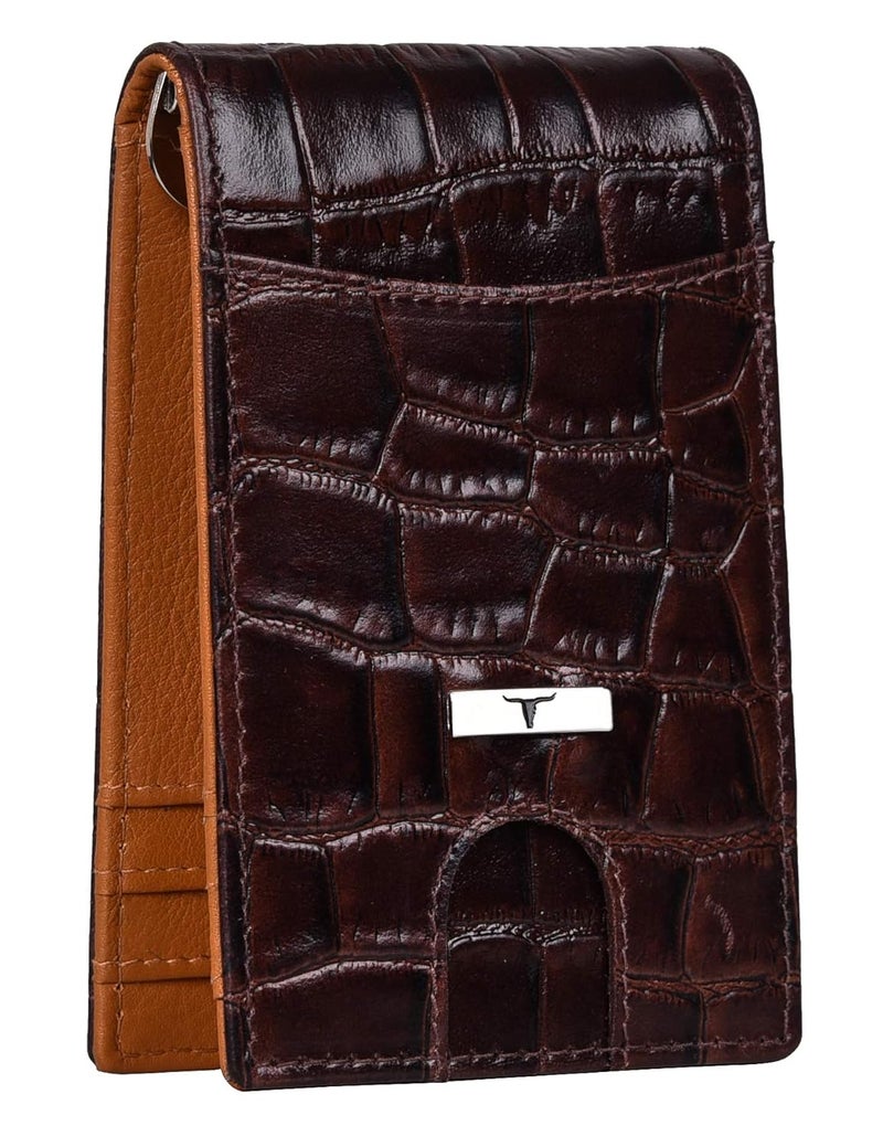 URBANFOREST محفظة جلدية للرجال بتصميم إيدي براون/خردلي مع مشبك نقود - Image 1