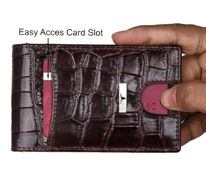 URBANFOREST محفظة جلدية للرجال بتصميم إيدي براون/خردلي مع مشبك نقود - Image 5