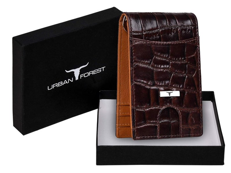 URBANFOREST محفظة جلدية للرجال بتصميم إيدي براون/خردلي مع مشبك نقود - Image 2
