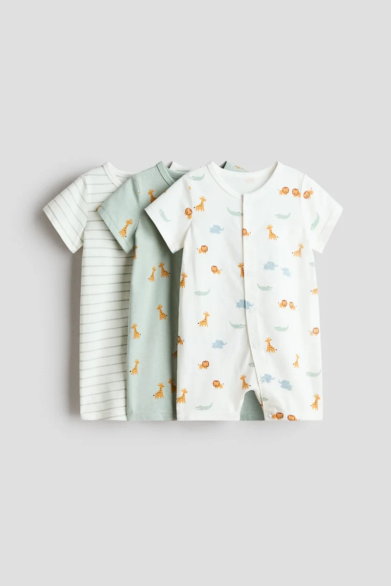 H&M 3-pack short sleepsuits