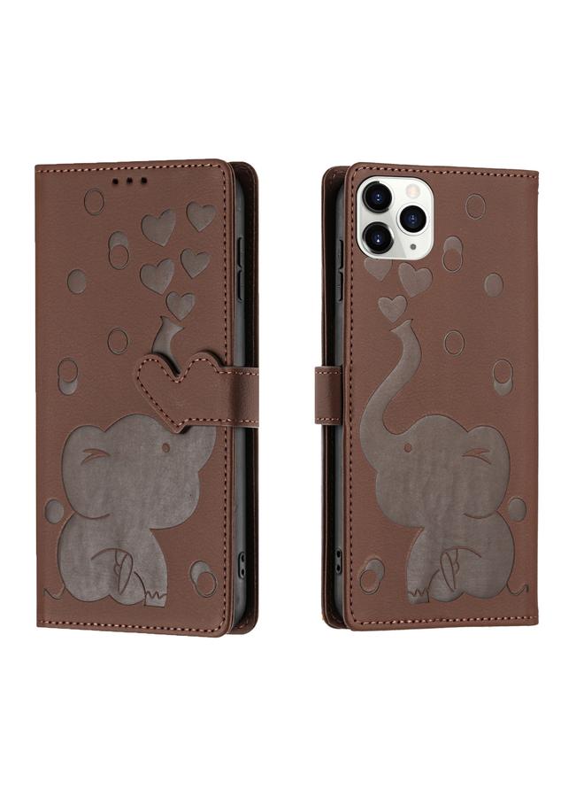 S-TOP Case For iPhone 11 Pro Max Cartoon Elephant Embossed Leather Phone Case - Image 1
