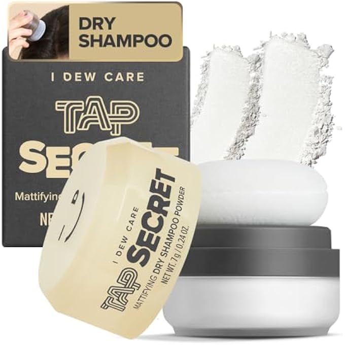 I DEW CARE BIOTIN DRY SHAMPOO - TAP SECRET ORIGINAL | STRENGTHENING & VOLUMIZING, POWDER TYPE, REFILLABLE, TRAVEL SIZE, NON-AEROSOL, BRUNETTE, KOREAN GINSENG, DRY SHAMPOO FOR WOMEN, 0.24 OZ - Image 1