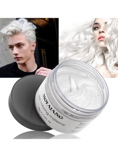 MOFAJANG White Hair Color Wax Pomades 4.23 oz - Natural Hair Coloring Wax Material Disposable Hair Styling Clays Ash for Cosplay, Party White  - Image 1