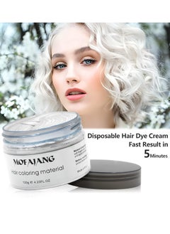 MOFAJANG White Hair Color Wax Pomades 4.23 oz - Natural Hair Coloring Wax Material Disposable Hair Styling Clays Ash for Cosplay, Party White  - Image 3
