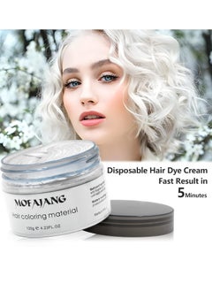 MOFAJANG White Hair Color Wax Pomades 4.23 oz - Natural Hair Coloring Wax Material Disposable Hair Styling Clays Ash for Cosplay, Party White  - Image 5