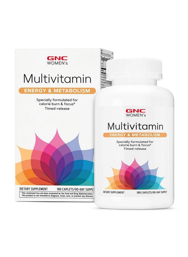 GNC Women’s Energy and Metabolism Multivitamin Caplets, Clinically Proven, Calorie Burn, Focus, 100mg Caffeine, Active Nutrition, Immune, Bone, Beauty, Iron, Biotin, Timed Release, 180 ct, 90 svgs - Image 1