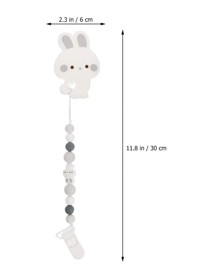 Y&D Pacifier Clip, Silicone Holders, Fang pacifier for Teething Toy, Rabbit Pattern Baby Clips, Newborn Boys and Girls - Image 5