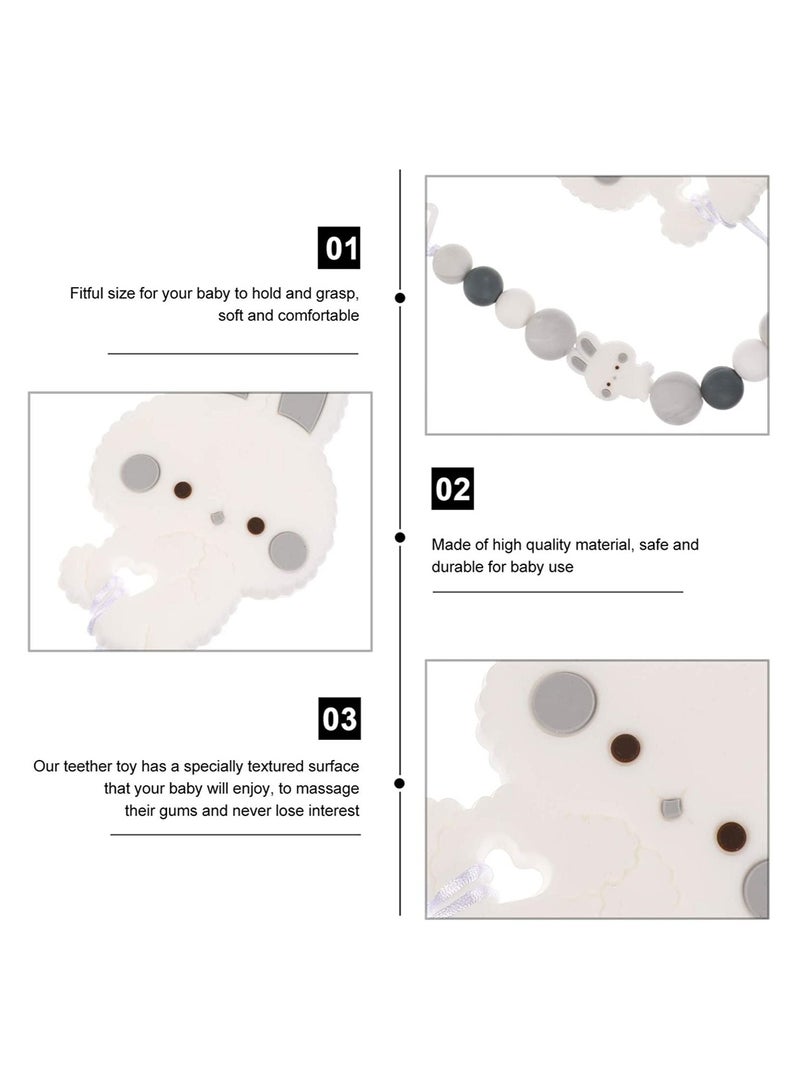 Y&D Pacifier Clip, Silicone Holders, Fang pacifier for Teething Toy, Rabbit Pattern Baby Clips, Newborn Boys and Girls - Image 4