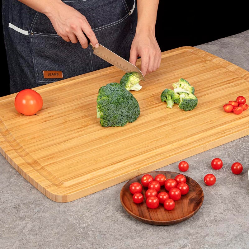 GAOMON 30" Extra Large Bamboo Cutting Board, Huge Wood Cutting Boards for Stove Top to Add Counter Space, Noodle Boards, Over the Sink Chopping Board, Carving Board for Turkey Meat Vegetables Cheese - Image 3