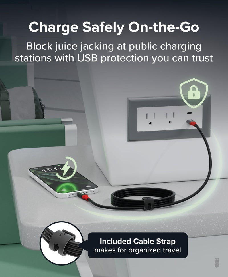 Plugable كابل USB C إلى USB C من Plugable، كابل شحن فقط مع حظر البيانات (2م/6.6قدم): شحن سريع وآمن بقوة 240 واط لجهاز MacBook، iPhone 15/16، iPad، Galaxy S24، XPS وأجهزة USBC أخرى (USBC-CC2M) - Image 3