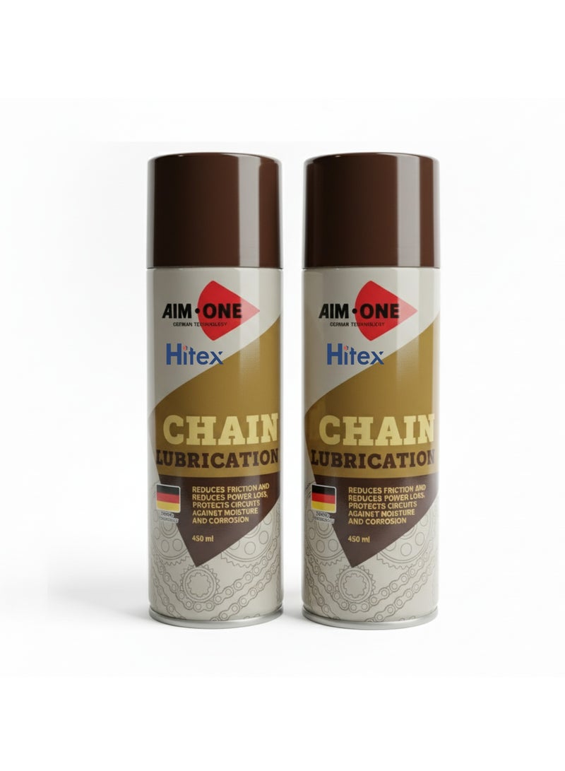 هيتكس بخاخ تشحيم سلاسل الدراجات النارية من إيمون، سعة 450 مل - زيت تشحيم عالي الاختراق للدراجات النارية والدراجات الرباعية والمناشير | يقلل الاحتكاك والتآكل، ويحمي من الرطوبة والتآكل | تركيبة طويلة الأمد ومقاومة للماء مع ماصة (2) - Image 1